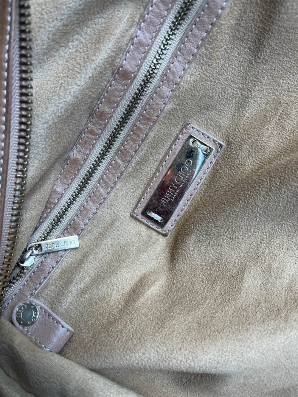 Jimmy Choo tan leather Hobo tote. Patina/spots/Camel leather/suede interior - Picture 8 of 9